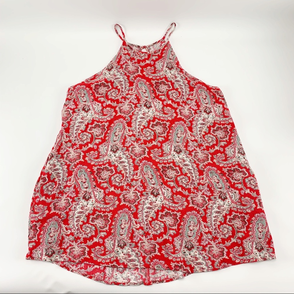 American Eagle Red Paisley Print Cami Top